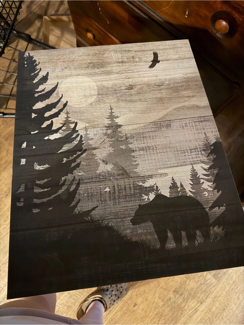 Rustic Black and Gray Bear Silhouette Wall Art